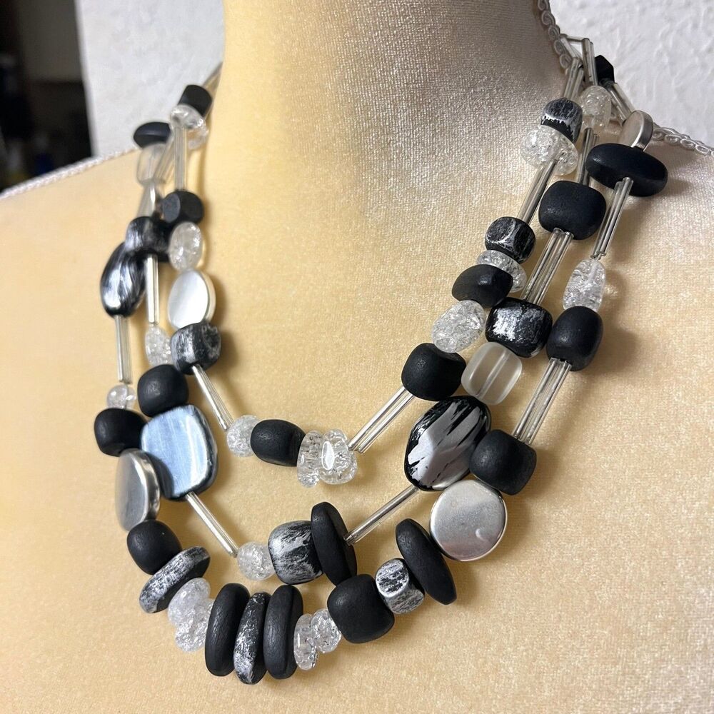 Chico's Statement Necklace Beaded Multi Strand Co… - image 3